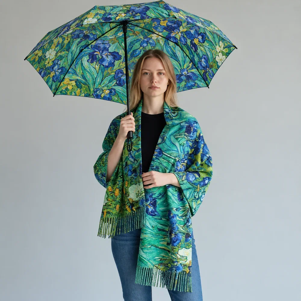 Set cadou femei cu eșarfă și umbrelă Van Gogh „Iriși” [1]