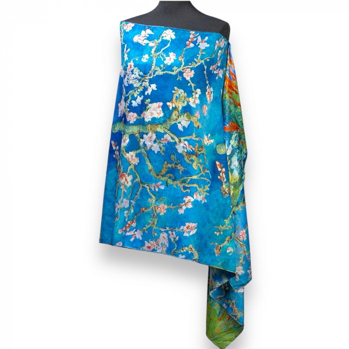 Esarfa de Matase Flowers  cu doua fete LARGE 70 x 180 cm [4]