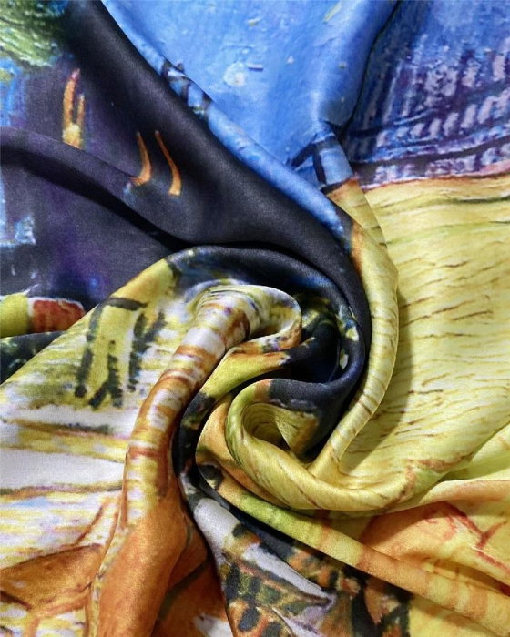 Esarfa Matase  - Van Gogh Noapte Instelata peste Rhone / Terasa Cafenelei Noaptea [3]