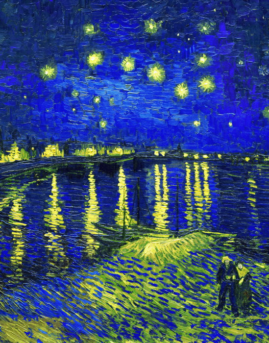 Esarfa Matase  - Van Gogh Noapte Instelata peste Rhone / Terasa Cafenelei Noaptea [5]