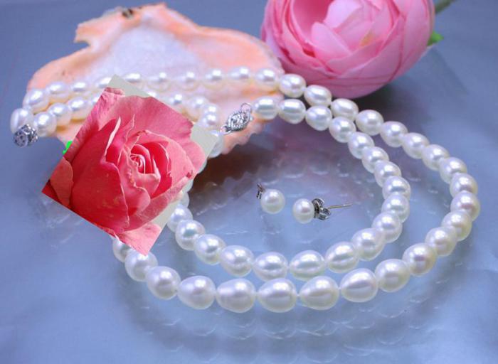 Set Beautiful White Oval Pearl [1]