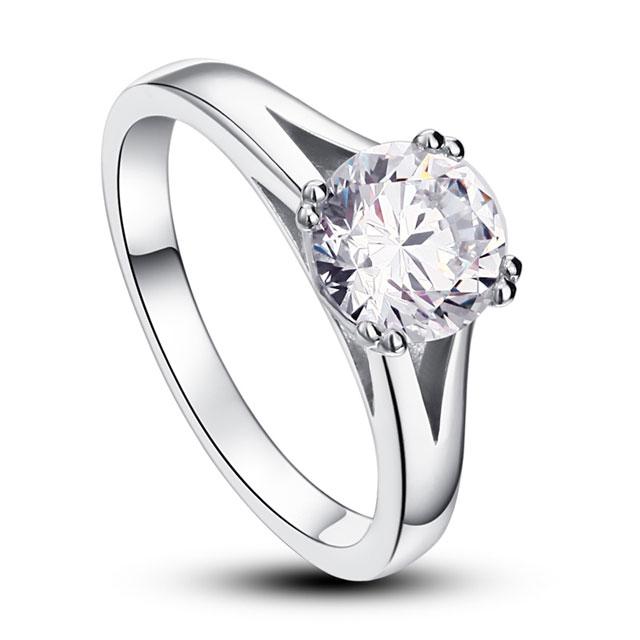 Inel Solitaire Simulated Diamond Argint 925 Marimea 6 [2]