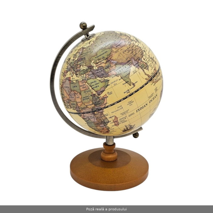 Glob pământesc decorativ vintage cu suport din lemn, 22 cm – cadou elegant pentru birou [2]