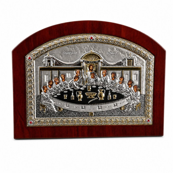 Icoana Cina cea de Taină placata Aur si Argint 925 Ortodoxa 25 cm x 19 cm - Meteora -  Made in Grecia [1]