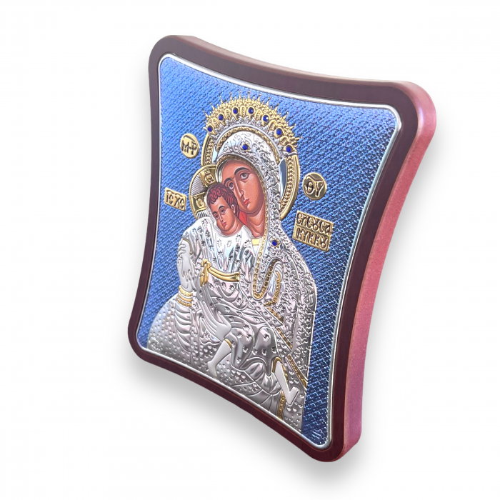 Icoana Fecioara Maria cu Pruncul placata cu argint - Made in Grecia 12,5 cm X 15,5 cm [2]