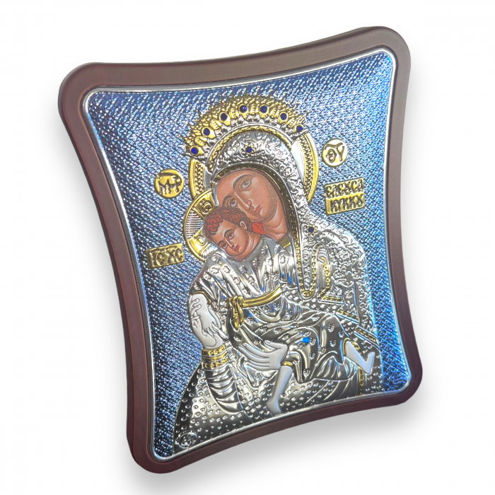 Icoana Fecioara Maria cu Pruncul placata cu argint - Made in Grecia 12,5 cm X 15,5 cm [5]