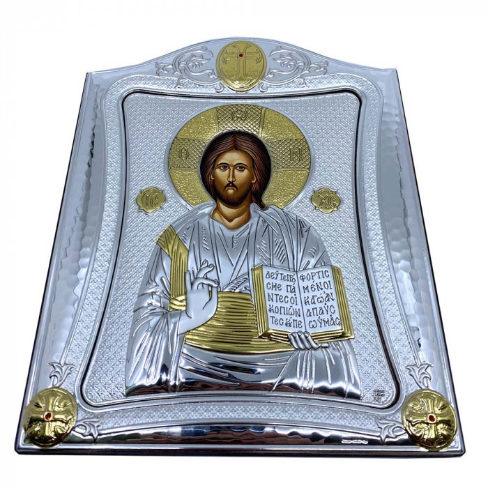 Icoana Iisus Hristos placata cu Argint 21 x 26 cm Made in Grecia [6]