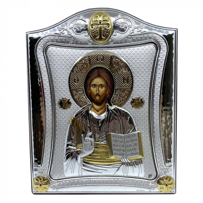 Icoana Iisus Hristos placata cu Argint 21 x 26 cm Made in Grecia [1]