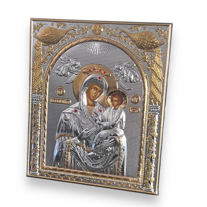 Icoana Mare Fecioara Maria cu Pruncul placata cu argint - Made in Greece, 21 x 25 cm [1]