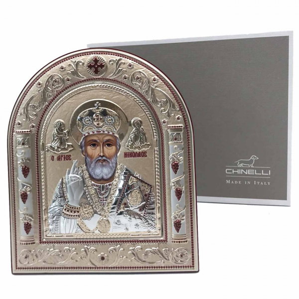 Icoana Sf. Nicolae placata cu aur si argint by Chinelli - Made in Italy 16 x 20 cm [4]