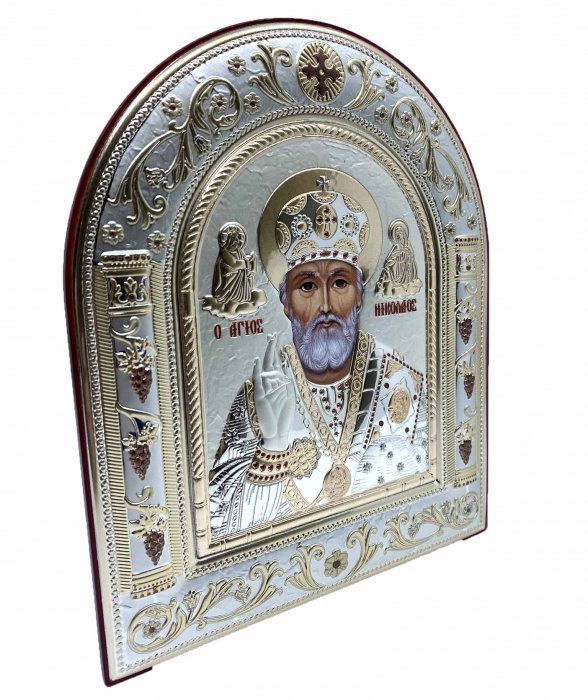 Icoana Sf. Nicolae placata cu aur si argint by Chinelli - Made in Italy 16 x 20 cm [2]