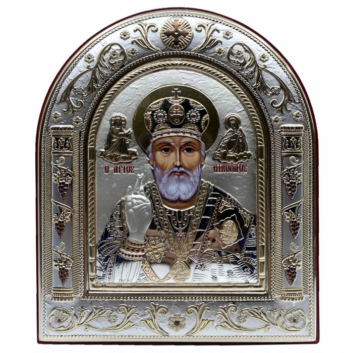Icoana Sf. Nicolae placata cu aur si argint by Chinelli - Made in Italy 16 x 20 cm [1]