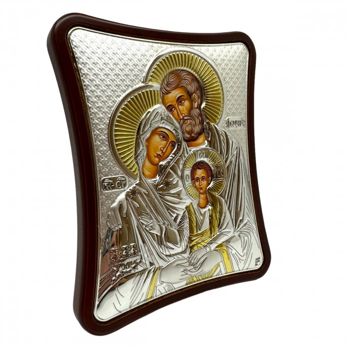 Icoana Sfanta Familie placata cu argint 12,5 x 15,5 cm - Made in Greece [3]
