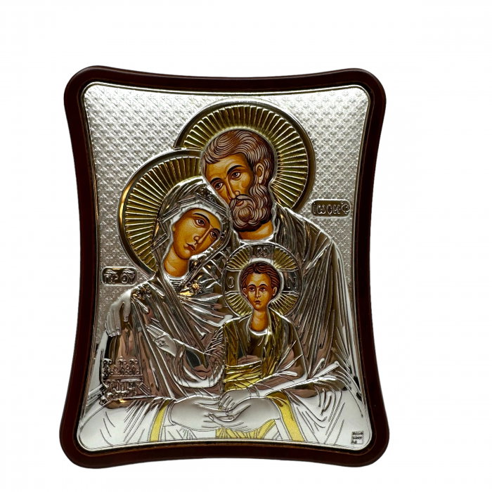 Icoana Sfanta Familie placata cu argint 12,5 x 15,5 cm - Made in Greece [1]