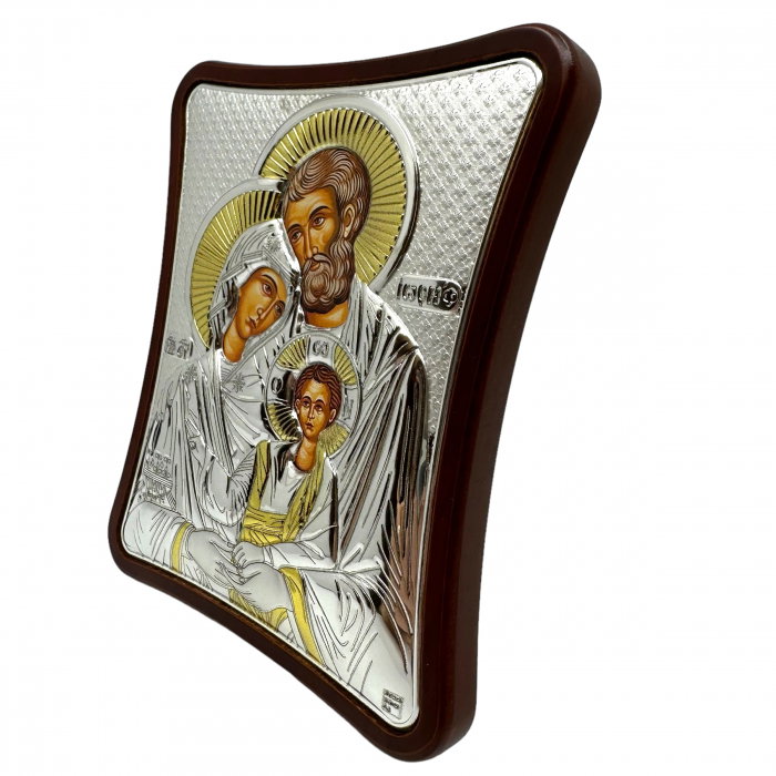 Icoana Sfanta Familie placata cu argint 12,5 x 15,5 cm - Made in Greece [2]