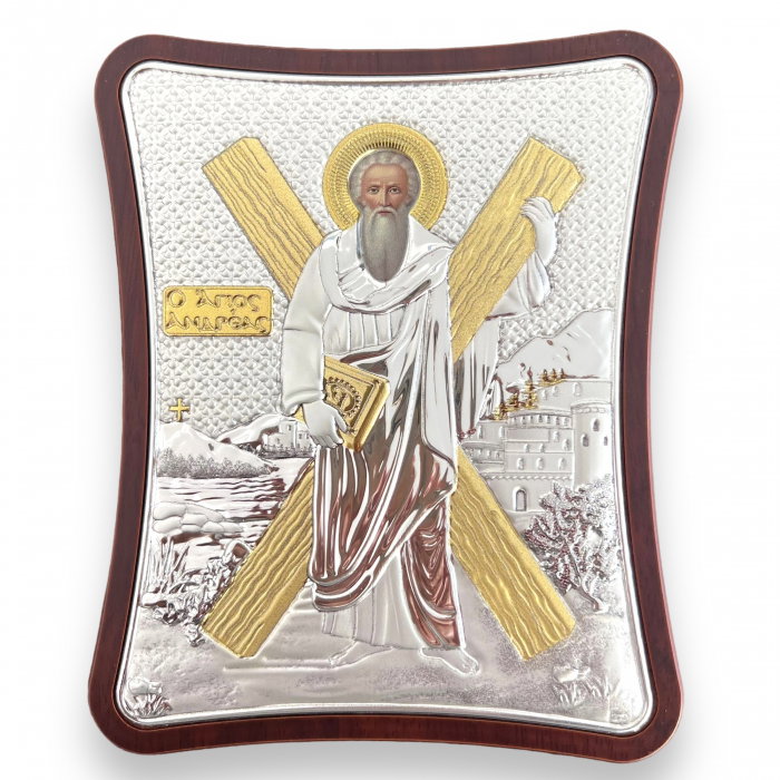 Icoană Sfantul Andrei placata cu Argint -12,5 x 15,5 cm Made in Grecia Meteora Icons [2]