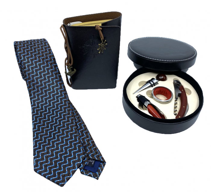 Gentleman Gift Set: Agenda Navy Style, Cravata, Set accesorii Vin [1]