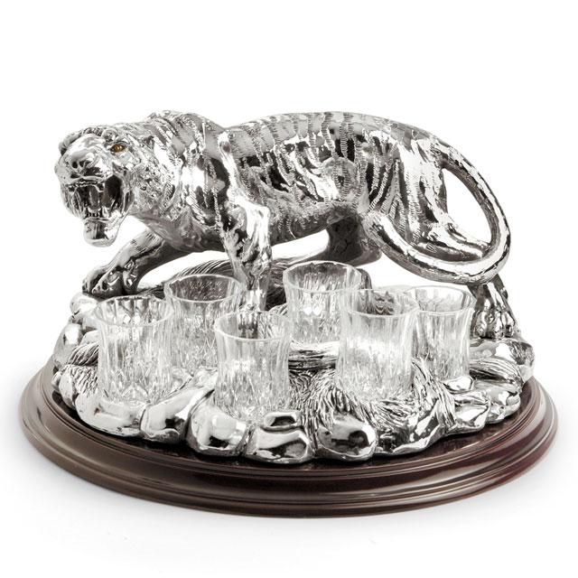 Indian Tiger Vodka Set Silver Plated by Chinelli - made in Italy [1]