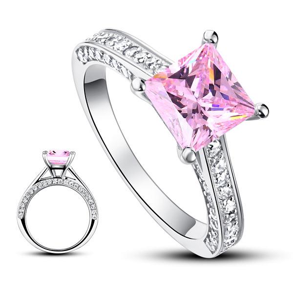 Inel Princess Cut Fancy Pink Mărimea 7 [4]