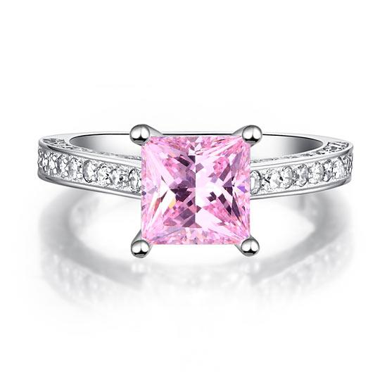 Inel Princess Cut Fancy Pink Mărimea 7 [2]