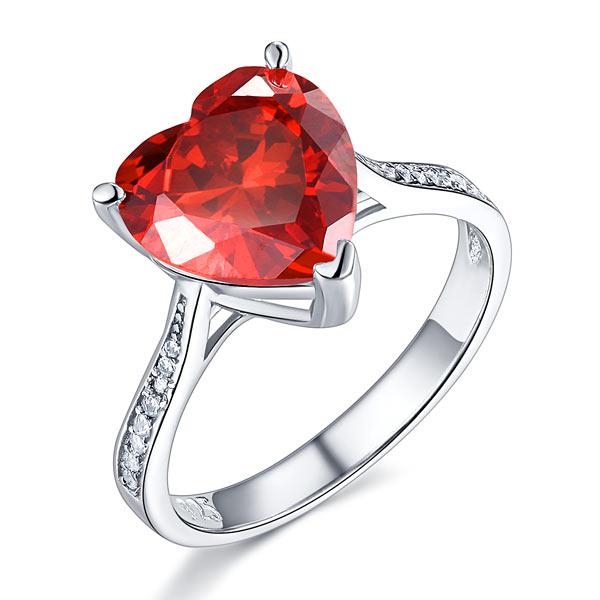 Inel Borealy Argint 925 Ruby 3.5 Carat Heart Red Bridal Engagement Marimea 7 [1]