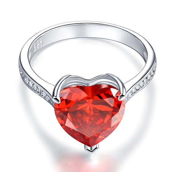 Inel Borealy Argint 925 Ruby 3.5 Carat Heart Red Bridal Engagement Marimea 7 [2]