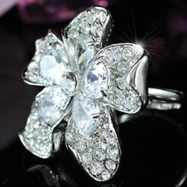 Inel Borealy Crystal Pear Cut 12 carate Queen Flower [7]