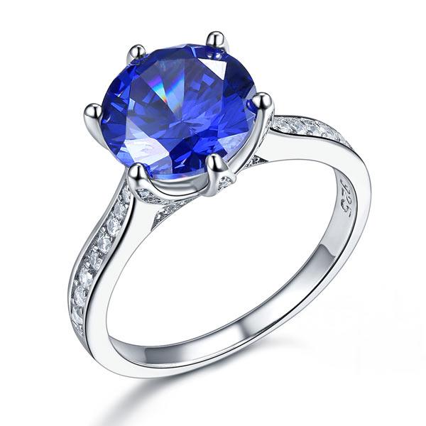 Inel Borealy Argint 925 Blue Simulated Tanzanite 3 Carat Luxury Ring Marimea 6 [1]
