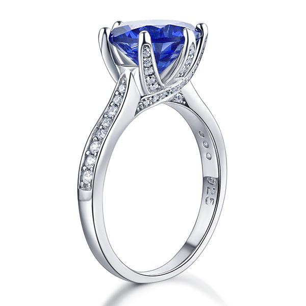 Inel Borealy Argint 925 Blue Simulated Tanzanite 3 Carat Luxury Ring Marimea 6 [4]