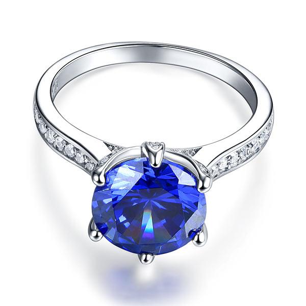 Inel Borealy Argint 925 Blue Simulated Tanzanite 3 Carat Luxury Ring Marimea 6 [5]