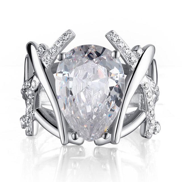 Inel Borealy Argint 925 Simulated Diamonds 4 carate Marquise Pear Marimea 7 [1]