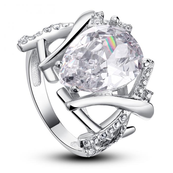 Inel Borealy Argint 925 Simulated Diamonds 4 carate Marquise Pear Marimea 7 [5]