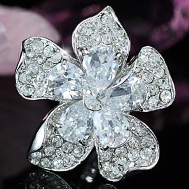Inel Borealy Crystal Pear Cut 12 carate Queen Flower [8]