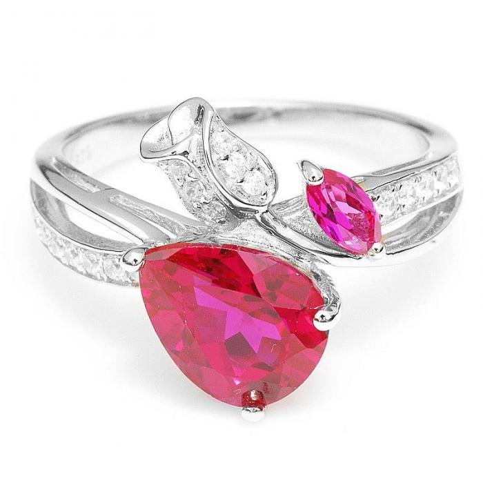 Inel Borealy Argint 925 Red Ruby 3,5 ct Rose Pigeon Blood Marimea 7 [6]