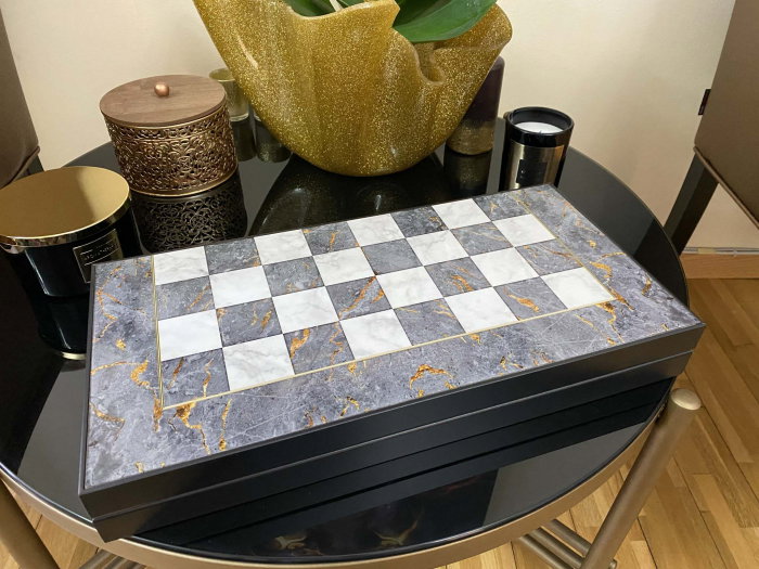 Joc Table si Sah - model Marmura, calitate premium + Piese de Sah + Carti de joc aurite. TOP 10 Cadouri Barbati [4]