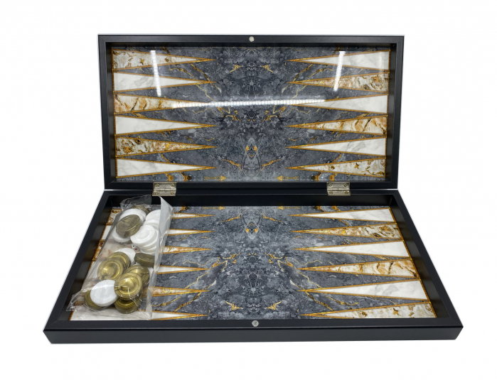 Joc Table si Sah - model Marmura, calitate premium + Piese de Sah + Carti de joc aurite. TOP 10 Cadouri Barbati [3]