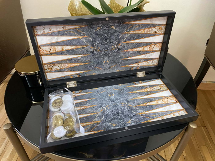 Joc Table si Sah - model Marmura, calitate premium + Piese de Sah + Carti de joc aurite. TOP 10 Cadouri Barbati [6]