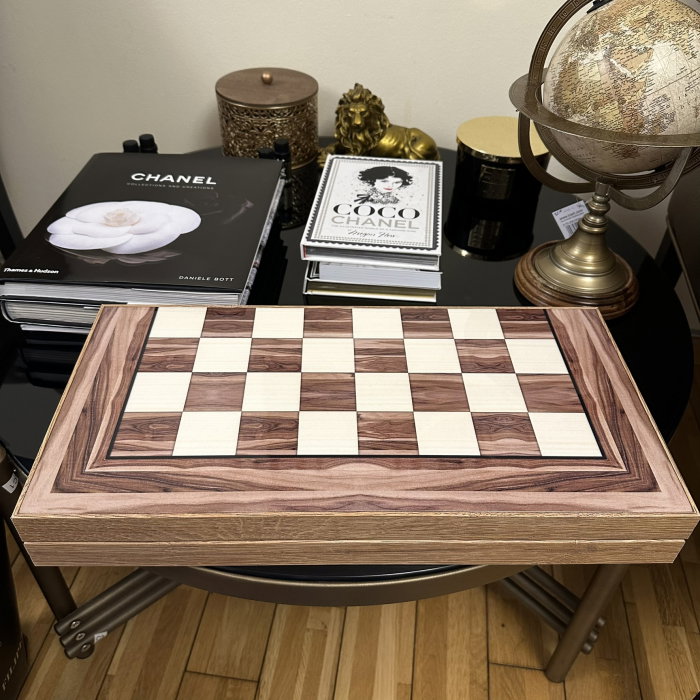 Joc Table si Sah - model Natural Wood, calitate premium + Piese de Sah + Carti de joc aurite [4]