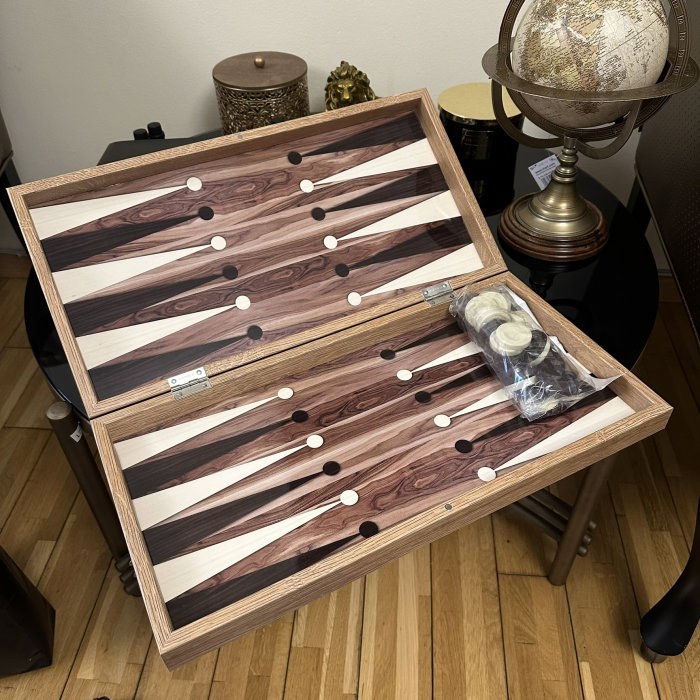Joc Table si Sah - model Natural Wood, calitate premium + Piese de Sah + Carti de joc aurite [5]