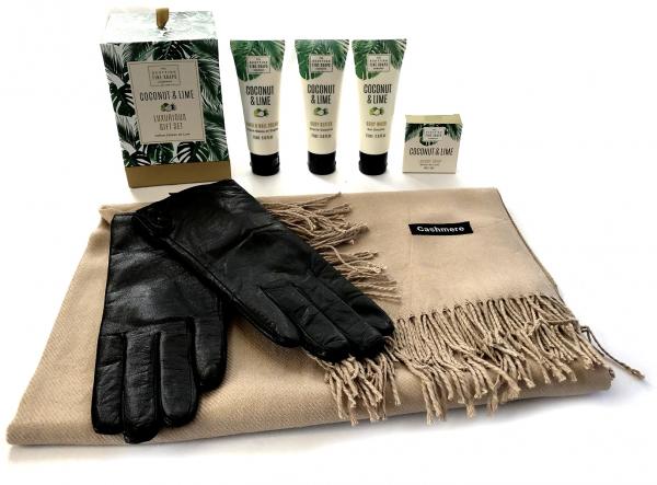 Luxurious Gift Esarfa Casmir, Mănuşi Piele naturală & Cosmetice Coconut & Lime Scottish Fine Soaps - personalizabil [4]