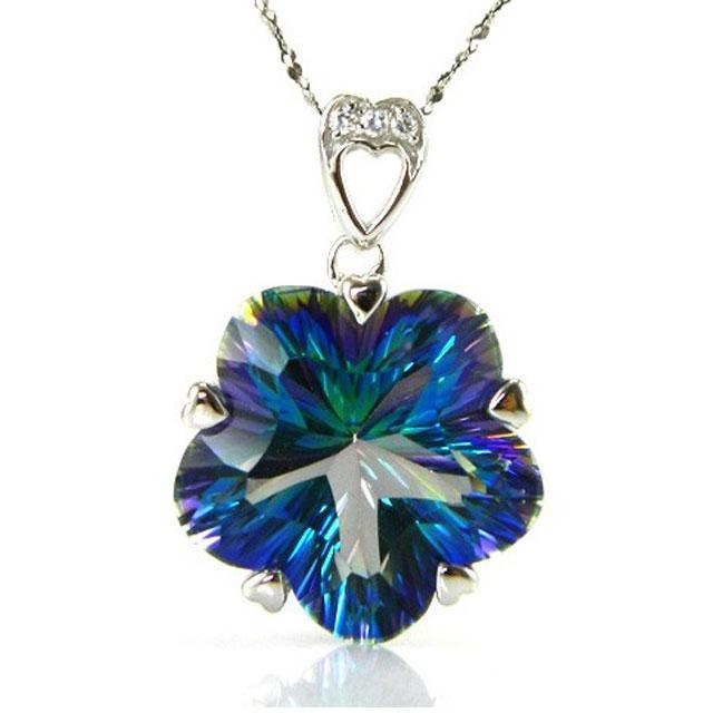 Colier Flower Mystic Topaz Natural Argint & Lantisor Argint Italy [1]