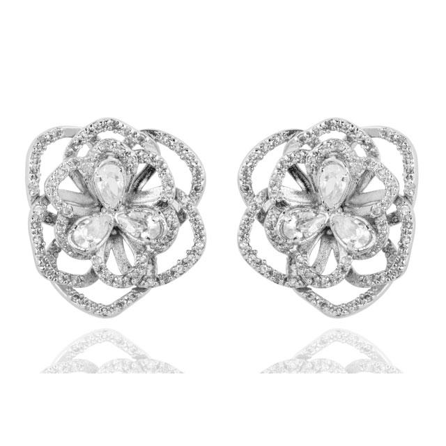 Set Borealy Simulated Sapphire Colier, Cercei, Brosa si Inel Camellia Luxury [5]