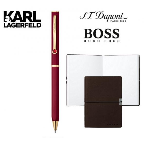 Set Pix DUPONT Lotus Red Lacquer and Gold by Karl Lagerfeld si Note Pad Burgundy Hugo Boss [1]