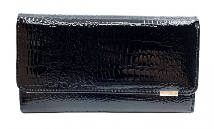 Portofel Dama Dark Black - piele naturala Croco [1]