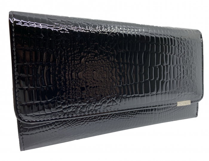 Portofel Dama Dark Black - piele naturala Croco [2]