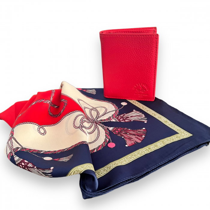 Cadou portofel West Polo Rouge piele naturala & Esarfa Matase [2]