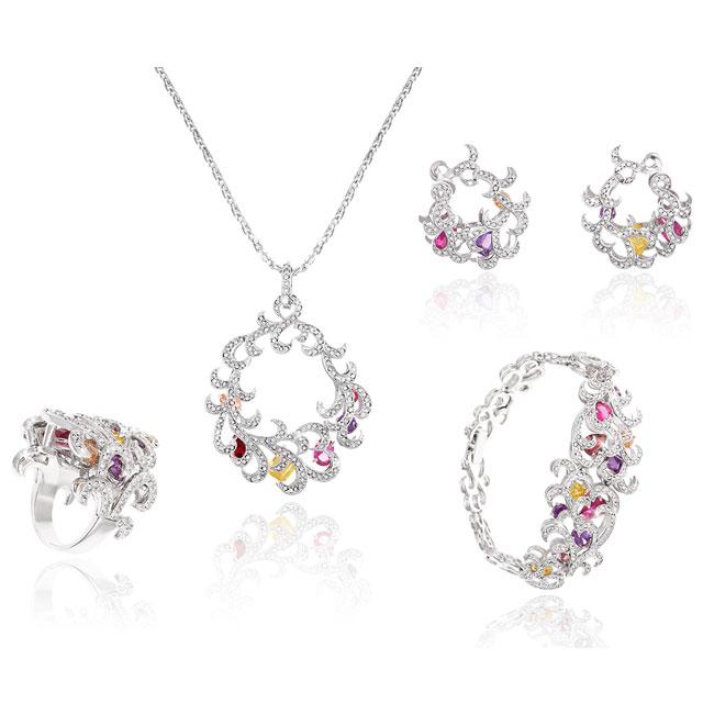 Set Borealy Simulated Topaz Cercei, Medalion, Bratara si Inel Prelude Luxury [1]