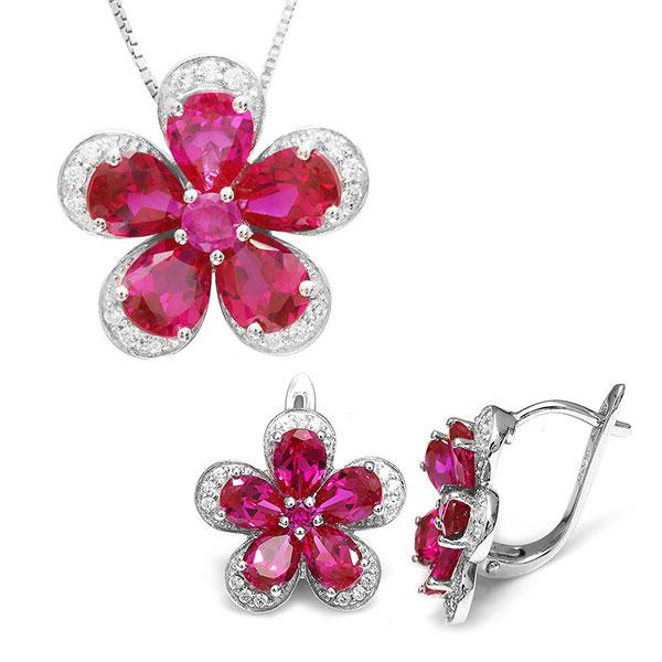 Colier şi Cercei Borealy Rubin Flowers 10 carate & Silver [1]