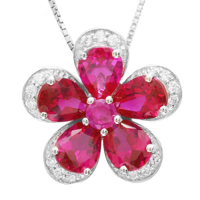 Colier şi Cercei Borealy Rubin Flowers 10 carate & Silver [9]