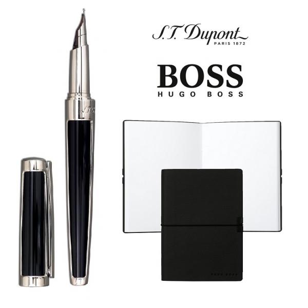 Set S.T. Dupont Luxury Fountain Pen si Note Pad Black Hugo Boss [1]
